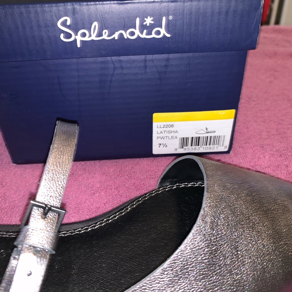 Splendid Latisha Flats Pewter/Silver flats Mary Jane mule pointed toe size 7.5